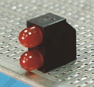 LED-525 держатель двух 5мм светодиодов на плату угловой; нейлон-66 (UL); черный; C=5,1мм