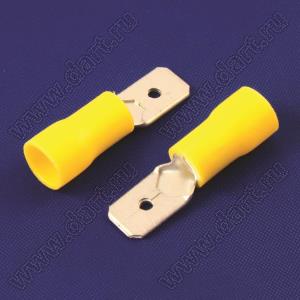 FDD5.5-250 (YF250) наконечник изолированный ножевой (мама), для провода; s=4-6кв.мм; AWG 12-10; I max=24А; желтый; латунь луженая/пластик