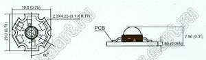 LB-P200Y1C-H5 светодиод мощный 5W "Эмиттер" на плате "Звездочка"; желтый 585-595нм; 120-180лм; 125град